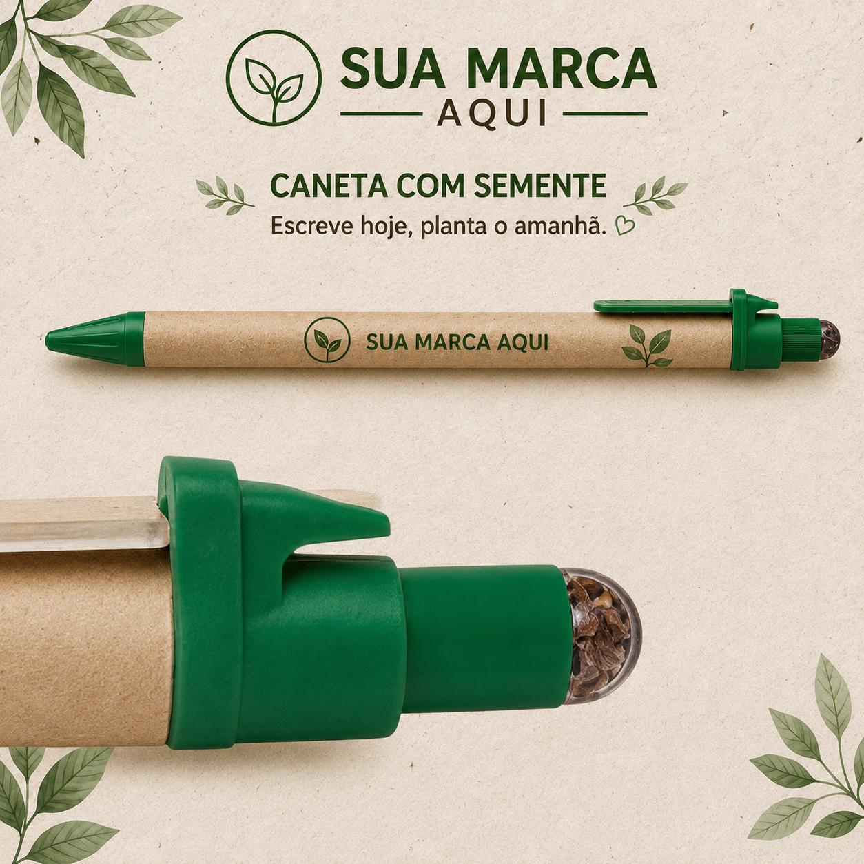 Caneta Ecológica com Semente Brinde Corporativo MyPlant