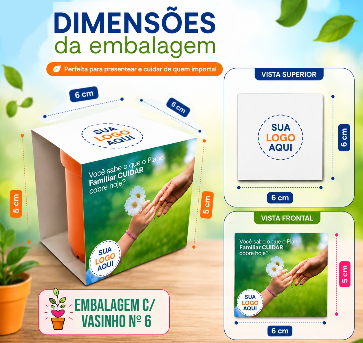 Dimensões da embalagem Kit Plantio MyPlant