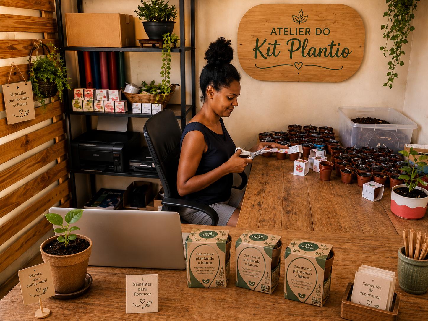 Leona Pacheco no ateliê da MyPlant